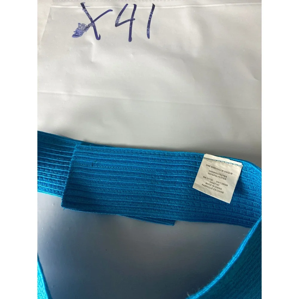 Turquoise Wide Brim Visor Hat Adjustable Back One Size Summer Beach Sun Hat - Picture 3 of 3